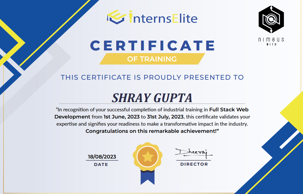 Certificate of Training